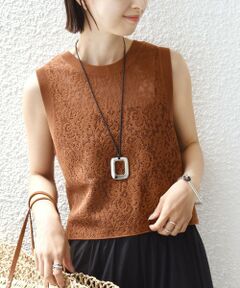 SHIPS / シップス カットソー（半袖以外） | 《予約》〈手洗い可能〉レース ジャカード 2WAY ノースリーブ カットソー