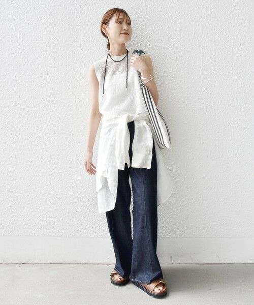 SHIPS / シップス カットソー（半袖以外） | 《予約》〈手洗い可能〉レース ジャカード 2WAY ノースリーブ カットソー | 詳細1