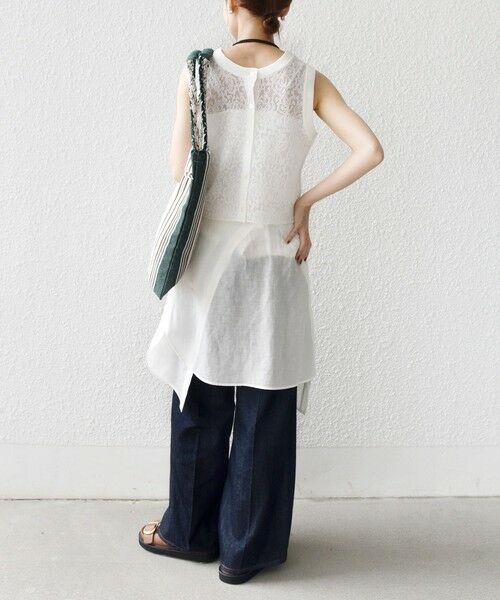 SHIPS / シップス カットソー（半袖以外） | 《予約》〈手洗い可能〉レース ジャカード 2WAY ノースリーブ カットソー | 詳細3
