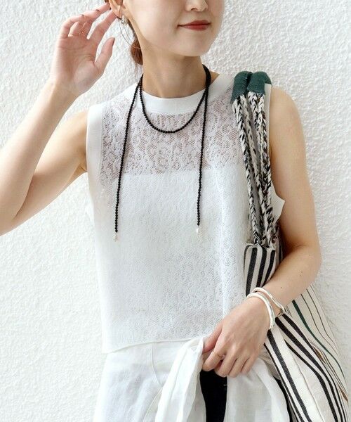 SHIPS / シップス カットソー（半袖以外） | 《予約》〈手洗い可能〉レース ジャカード 2WAY ノースリーブ カットソー | 詳細5