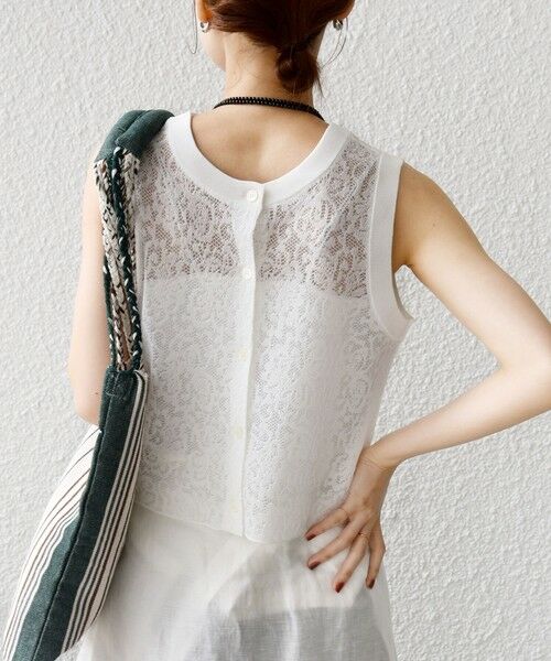SHIPS / シップス カットソー（半袖以外） | 《予約》〈手洗い可能〉レース ジャカード 2WAY ノースリーブ カットソー | 詳細6
