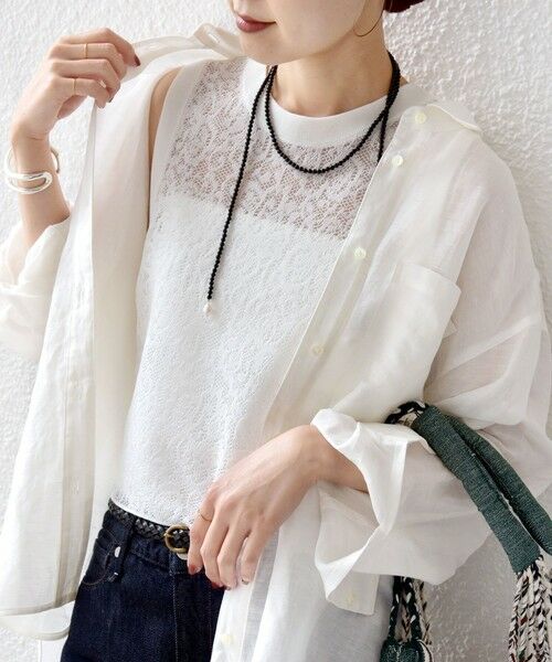 SHIPS / シップス カットソー（半袖以外） | 《予約》〈手洗い可能〉レース ジャカード 2WAY ノースリーブ カットソー | 詳細9