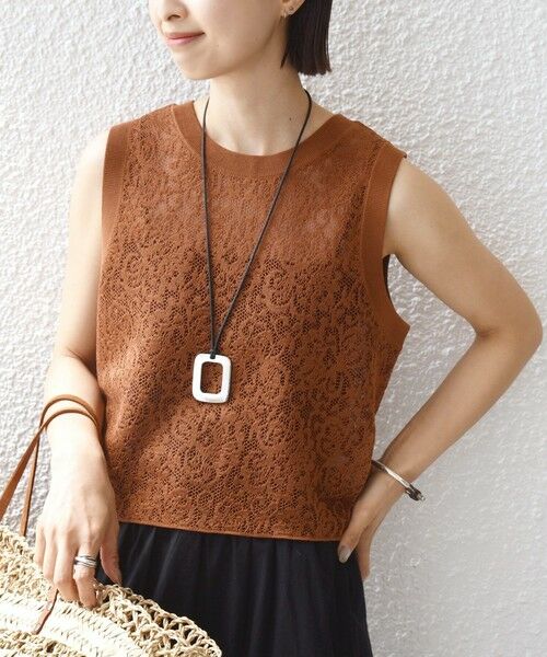 SHIPS / シップス カットソー（半袖以外） | 《予約》〈手洗い可能〉レース ジャカード 2WAY ノースリーブ カットソー | 詳細20