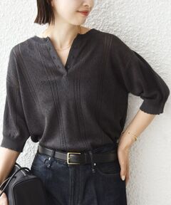 SHIPS / シップス ニット・セーター | 《予約》【WEB限定】〈手洗い可能〉ペーパー ヘンリーネック アイレット ニット