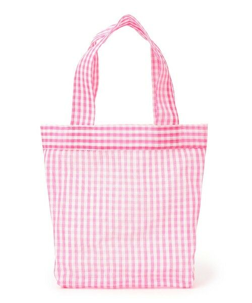 SHIPS / シップス トートバッグ | Diminutivo:メッシュ ギンガム メルカド トートバッグ（ピンク）