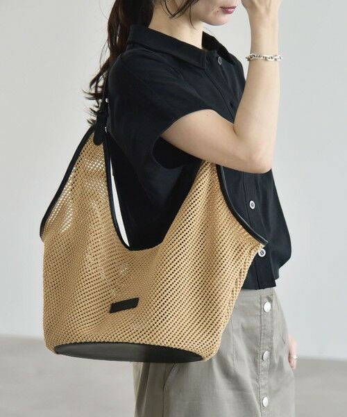 SHIPS / シップス トートバッグ | 《予約》quaranciel: ワンハンドル パイピング メッシュ トートバッグ（キャメル）