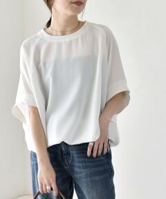 SHIPS / シップス シャツ・ブラウス | 《予約》quaranciel:〈手洗い可能〉ジョーゼット ハーフスリーブ ドロスト ルーズ ブラウス