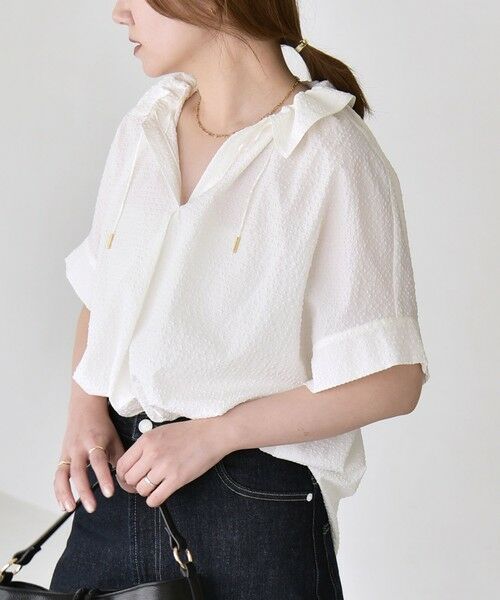 SHIPS / シップス シャツ・ブラウス | 《予約》quaranciel:〈手洗い可能〉サッカー ドロストカラー スキッパー シャツ ブラウス | 詳細10