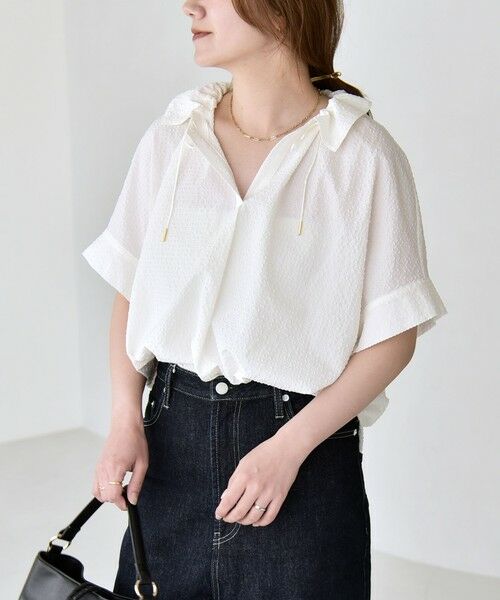 SHIPS / シップス シャツ・ブラウス | 《予約》quaranciel:〈手洗い可能〉サッカー ドロストカラー スキッパー シャツ ブラウス | 詳細12