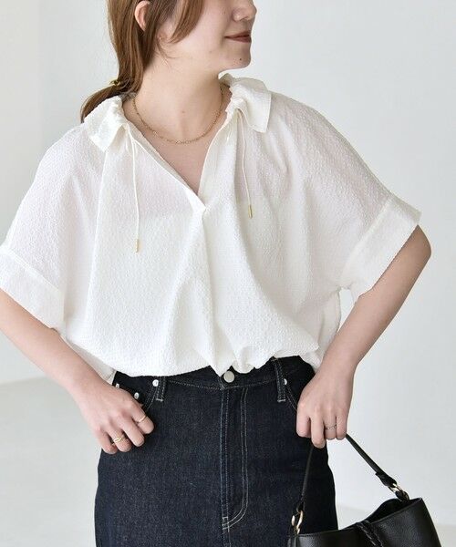 SHIPS / シップス シャツ・ブラウス | 《予約》quaranciel:〈手洗い可能〉サッカー ドロストカラー スキッパー シャツ ブラウス | 詳細3