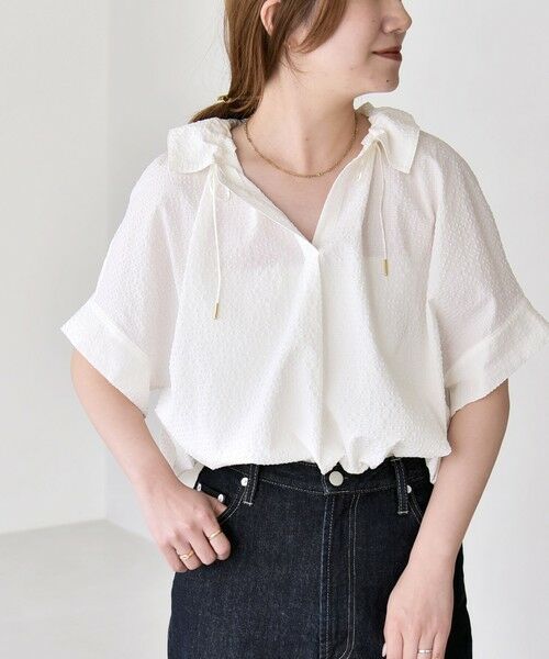 SHIPS / シップス シャツ・ブラウス | 《予約》quaranciel:〈手洗い可能〉サッカー ドロストカラー スキッパー シャツ ブラウス | 詳細4