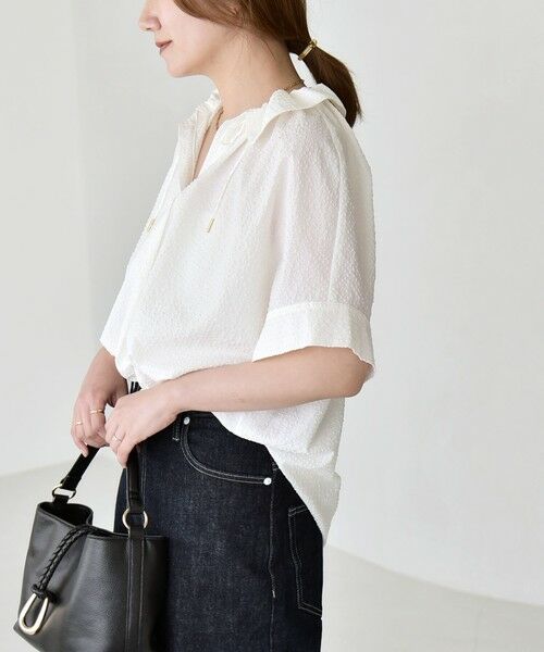 SHIPS / シップス シャツ・ブラウス | 《予約》quaranciel:〈手洗い可能〉サッカー ドロストカラー スキッパー シャツ ブラウス | 詳細9