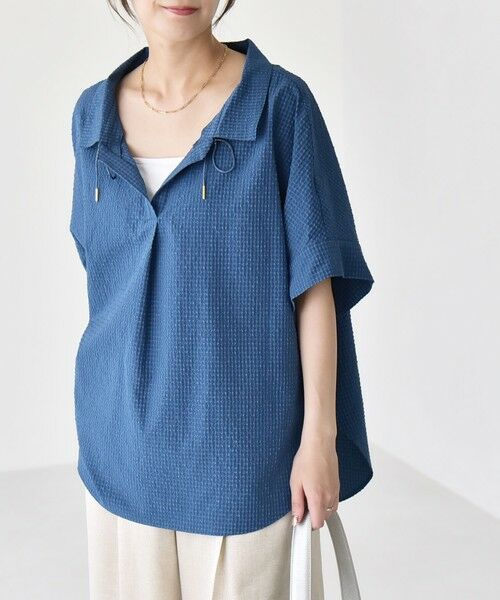 SHIPS / シップス シャツ・ブラウス | 《予約》quaranciel:〈手洗い可能〉サッカー ドロストカラー スキッパー シャツ ブラウス | 詳細27