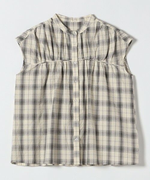 SHIPS / シップス シャツ・ブラウス | 《予約》quaranciel:〈手洗い可能〉チェック ギャザー バンドカラー フレンチ シャツ | 詳細12
