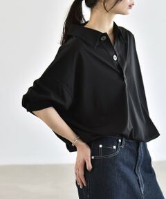 SHIPS / シップス カットソー | 《予約》quaranciel:〈接触冷感/洗濯機可能〉シルク ミックス ポンチ ドロスト ポロ プルオーバー