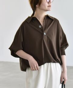 SHIPS / シップス カットソー | 《予約》quaranciel:〈接触冷感/洗濯機可能〉シルク ミックス ポンチ ドロスト ポロ プルオーバー