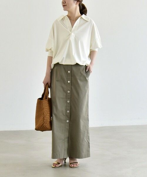 SHIPS / シップス カットソー | 《予約》quaranciel:〈接触冷感/洗濯機可能〉シルク ミックス ポンチ ドロスト ポロ プルオーバー | 詳細1
