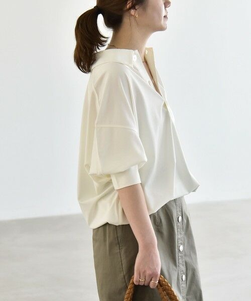 SHIPS / シップス カットソー | 《予約》quaranciel:〈接触冷感/洗濯機可能〉シルク ミックス ポンチ ドロスト ポロ プルオーバー | 詳細7