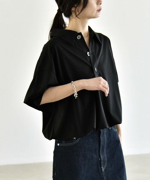 SHIPS / シップス カットソー | 《予約》quaranciel:〈接触冷感/洗濯機可能〉シルク ミックス ポンチ ドロスト ポロ プルオーバー | 詳細16