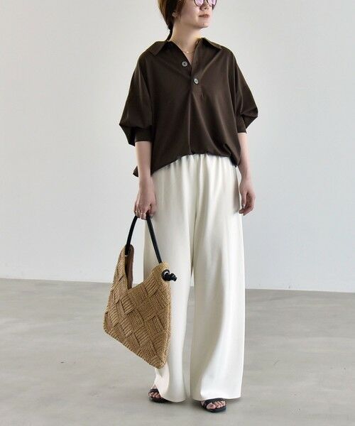 SHIPS / シップス カットソー | 《予約》quaranciel:〈接触冷感/洗濯機可能〉シルク ミックス ポンチ ドロスト ポロ プルオーバー | 詳細21