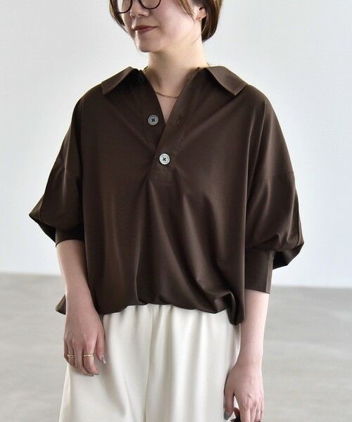 SHIPS / シップス カットソー | 《予約》quaranciel:〈接触冷感/洗濯機可能〉シルク ミックス ポンチ ドロスト ポロ プルオーバー | 詳細24