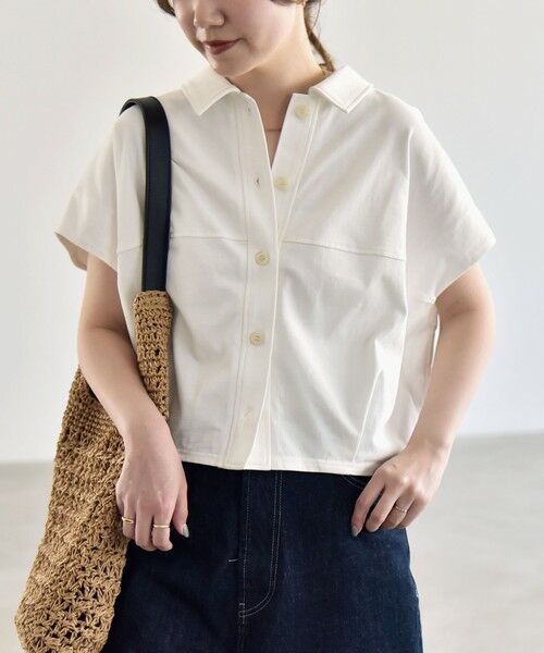 SHIPS / シップス カットソー | 《予約》quaranciel:〈接触冷感/洗濯機可能〉天竺 フレンチスリーブ シャツ カットソー | 詳細3
