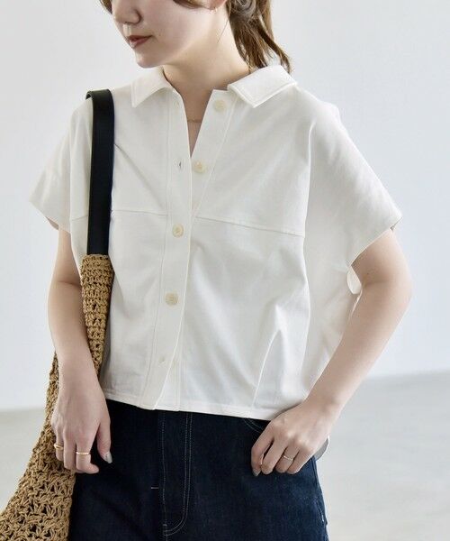 SHIPS / シップス カットソー | 《予約》quaranciel:〈接触冷感/洗濯機可能〉天竺 フレンチスリーブ シャツ カットソー | 詳細4