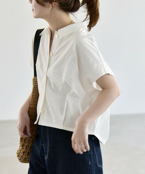 SHIPS / シップス カットソー | 《予約》quaranciel:〈接触冷感/洗濯機可能〉天竺 フレンチスリーブ シャツ カットソー | 詳細5