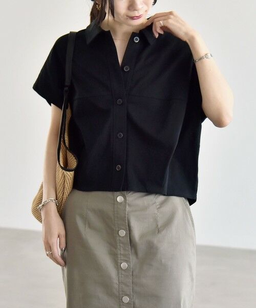 SHIPS / シップス カットソー | 《予約》quaranciel:〈接触冷感/洗濯機可能〉天竺 フレンチスリーブ シャツ カットソー | 詳細12