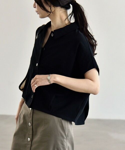 SHIPS / シップス カットソー | 《予約》quaranciel:〈接触冷感/洗濯機可能〉天竺 フレンチスリーブ シャツ カットソー | 詳細11
