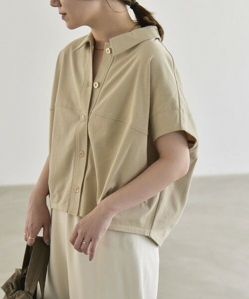 SHIPS / シップス カットソー | 《予約》quaranciel:〈接触冷感/洗濯機可能〉天竺 フレンチスリーブ シャツ カットソー | 詳細20
