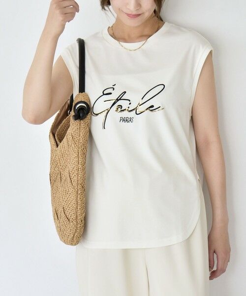 SHIPS / シップス Tシャツ | 《予約》quaranciel:〈洗濯機可能〉スパンコール ロゴ 刺繍 フレンチスリーブ TEE | 詳細3