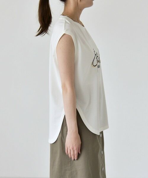 SHIPS / シップス Tシャツ | quaranciel:〈洗濯機可能〉スパンコール ロゴ 刺繍 フレンチスリーブ TEE | 詳細17