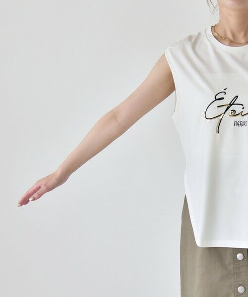 SHIPS / シップス Tシャツ | quaranciel:〈洗濯機可能〉スパンコール ロゴ 刺繍 フレンチスリーブ TEE | 詳細19