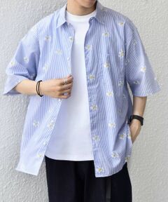 SHIPS / シップス シャツ・ブラウス | SHIPS any:〈洗濯機可能〉グリッター プリント レギュラー ハーフスリーブ シャツ◆