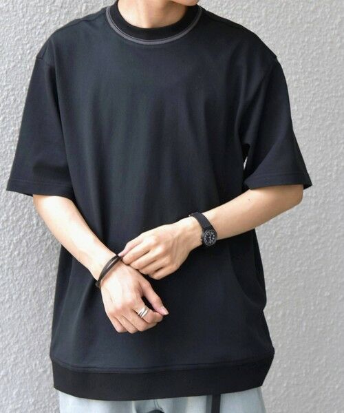 SHIPS / シップス Tシャツ | SHIPS any:〈洗濯機可能〉エアロ スケープ メッシュ 鹿の子 リブ Tシャツ◆(ブラック)