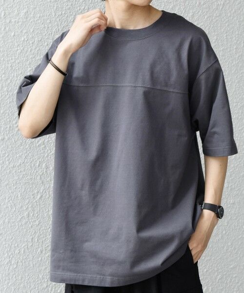 SHIPS / シップス Tシャツ | SHIPS any:〈接触冷感/吸水速乾/UVカット/遮熱〉Raylock フットボール Tシャツ◆（チャコールグレー）