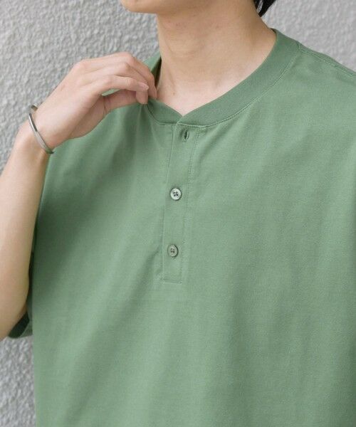 SHIPS / シップス Tシャツ | SHIPS any:〈接触冷感/吸水速乾/UVカット/遮熱〉Raylock ヘンリーネック Tシャツ◆（グリーン）