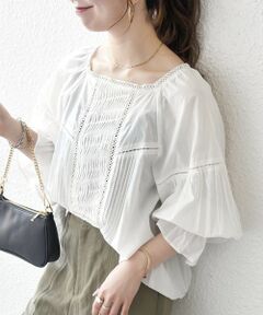 SHIPS / シップス シャツ・ブラウス | 《予約》SHIPS any:〈洗濯機可能〉キャンブリック ハシゴレース ピンタック パフ ブラウス
