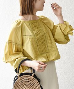 SHIPS / シップス シャツ・ブラウス | 《予約》SHIPS any:〈洗濯機可能〉キャンブリック ハシゴレース ピンタック パフ ブラウス
