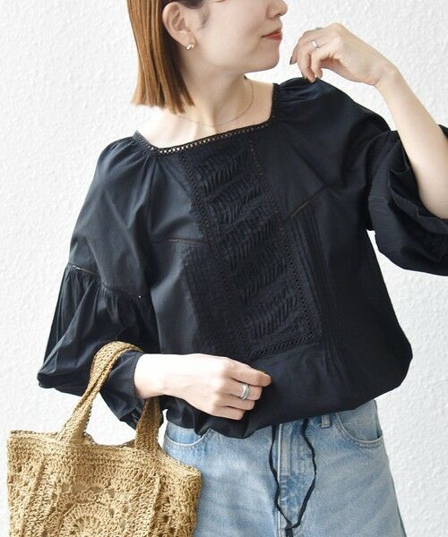 SHIPS / シップス シャツ・ブラウス | 《予約》SHIPS any:〈洗濯機可能〉キャンブリック ハシゴレース ピンタック パフ ブラウス | 詳細17