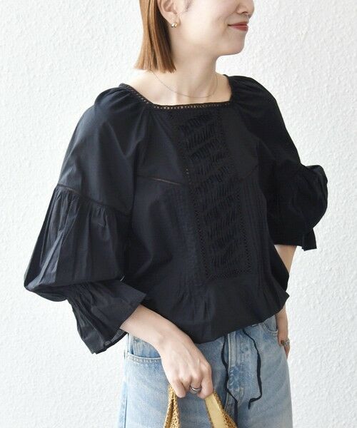 SHIPS / シップス シャツ・ブラウス | 《予約》SHIPS any:〈洗濯機可能〉キャンブリック ハシゴレース ピンタック パフ ブラウス | 詳細18