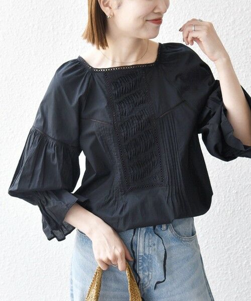 SHIPS / シップス シャツ・ブラウス | 《予約》SHIPS any:〈洗濯機可能〉キャンブリック ハシゴレース ピンタック パフ ブラウス | 詳細21