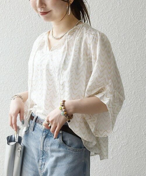 SHIPS / シップス シャツ・ブラウス | 《予約》SHIPS any:〈洗濯機可能〉ラメ ジャカード タッセル スキッパー ブラウス | 詳細7