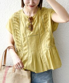 SHIPS / シップス シャツ・ブラウス | 《予約》SHIPS any:〈洗濯機可能〉キャンブリック ハシゴレース ピンタック フレンチ ブラウス
