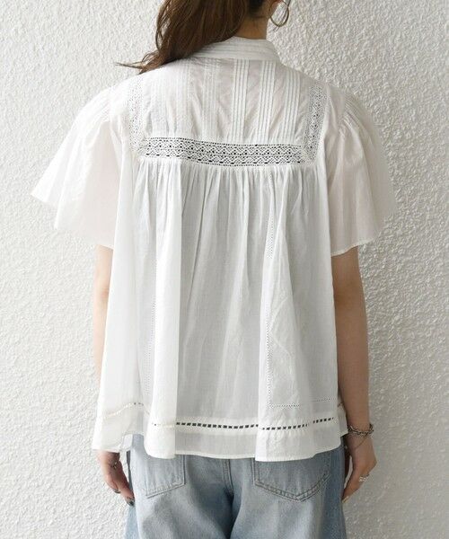 SHIPS / シップス シャツ・ブラウス | 《予約》SHIPS any:〈洗濯機可能〉キャンブリック スタンドカラー レース 半袖 シャツ ブラウス | 詳細14