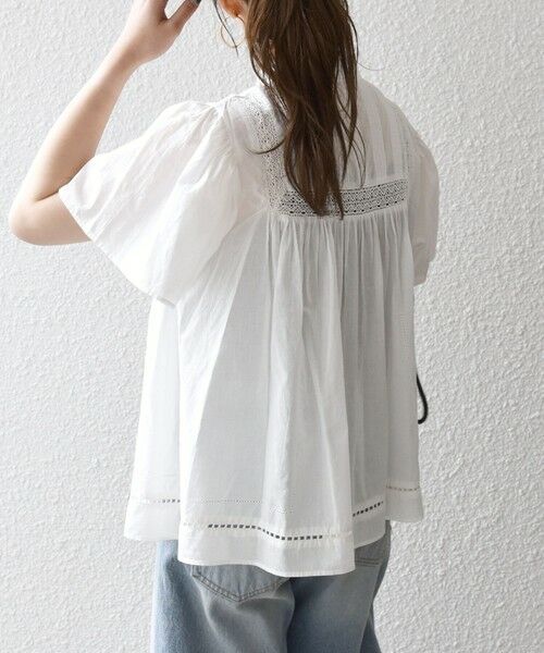 SHIPS / シップス シャツ・ブラウス | 《予約》SHIPS any:〈洗濯機可能〉キャンブリック スタンドカラー レース 半袖 シャツ ブラウス | 詳細5
