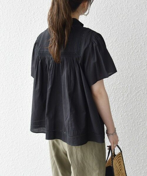 SHIPS / シップス シャツ・ブラウス | 《予約》SHIPS any:〈洗濯機可能〉キャンブリック スタンドカラー レース 半袖 シャツ ブラウス | 詳細20