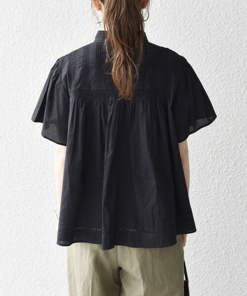 SHIPS / シップス シャツ・ブラウス | 《予約》SHIPS any:〈洗濯機可能〉キャンブリック スタンドカラー レース 半袖 シャツ ブラウス | 詳細21