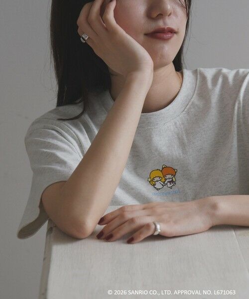 SHIPS / シップス Tシャツ | LITTLE TWIN STARS × SHIPS any: リトルツインスターズ プリント TEE（ライトグレー）